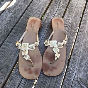 Kate Spade New York Cream Rhinestone Tile Sandals